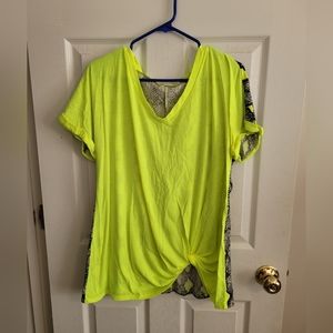 Now N Forever Neon Yellow Snakeskin Tshirt Top